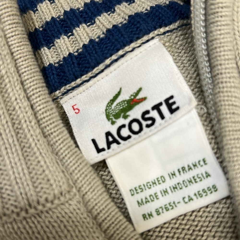 Lacoste Tan Zip Up Sweater with Ribbed Detailing - Picture 10 of 10